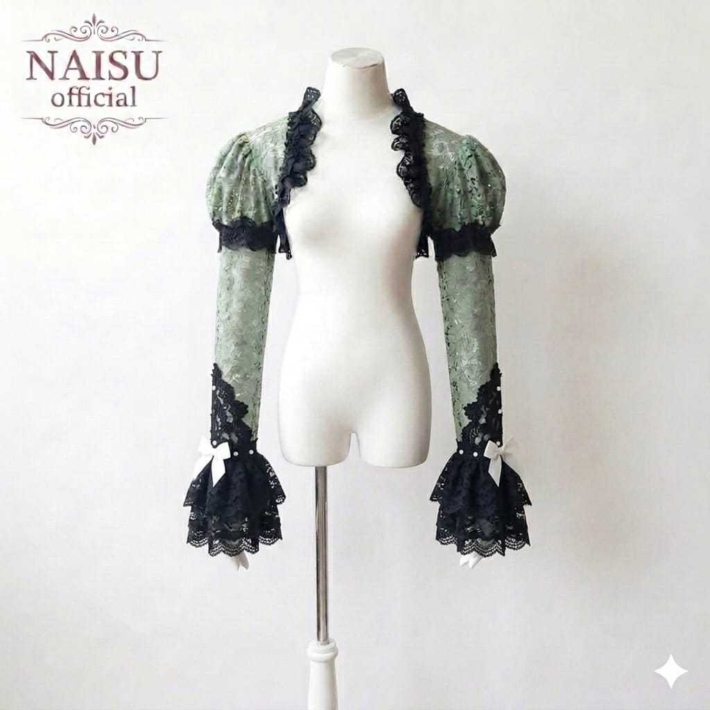 Naisu Kemeja lengan panjang wanita lace top gothic black sleeve NS862