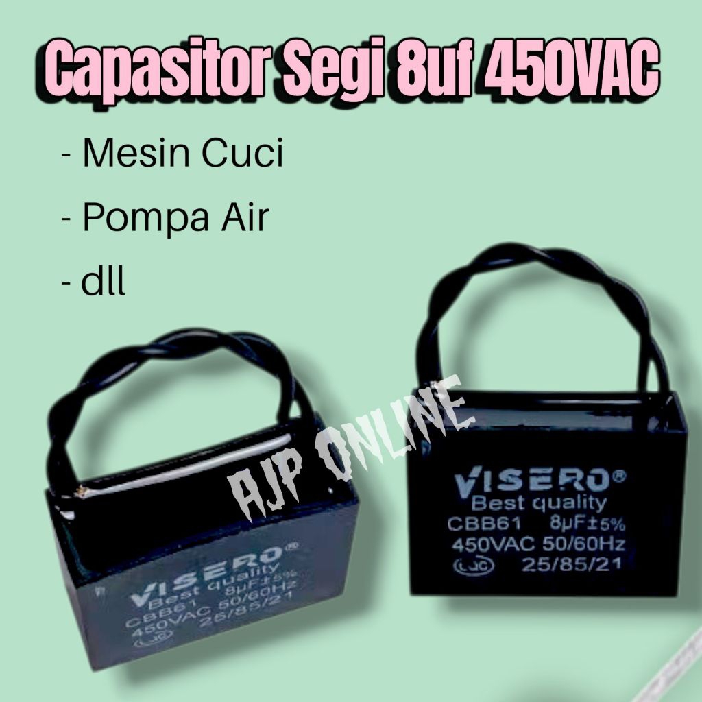 Kapasitor 8uf 450V kotak Kapasitor pompa air kapasitor sibel kapasitor mesin cuci
