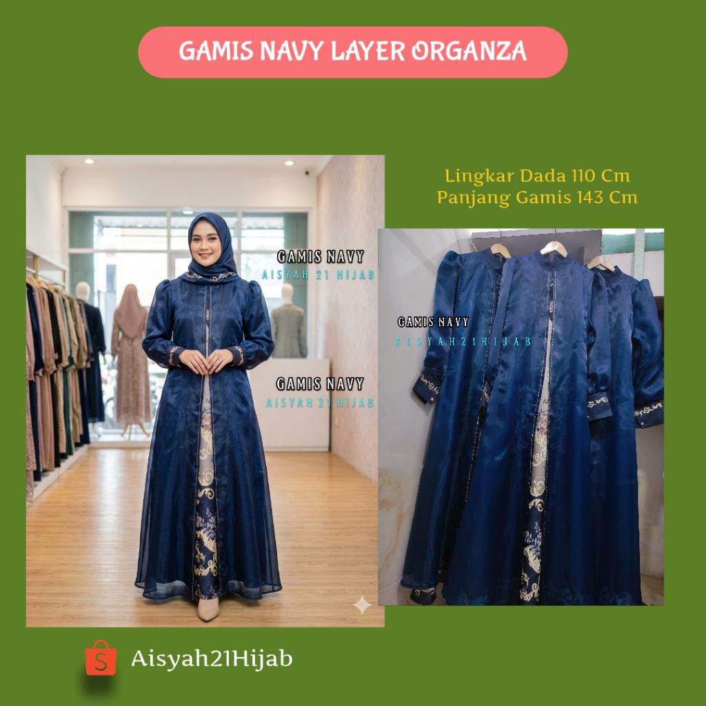 Aisyah21hijab | Gamis N A V Y | Gamis Rompi | Gamis Kekinian