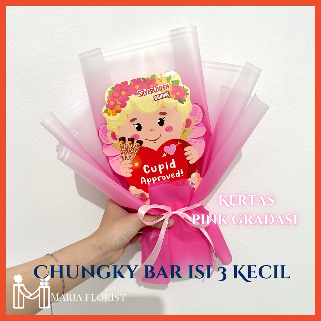 Buket Cokelat Cupid Silverqueen - Buket Cokelat Silverqueen Simpel Sederhana - Buket Wisuda Cokelat 