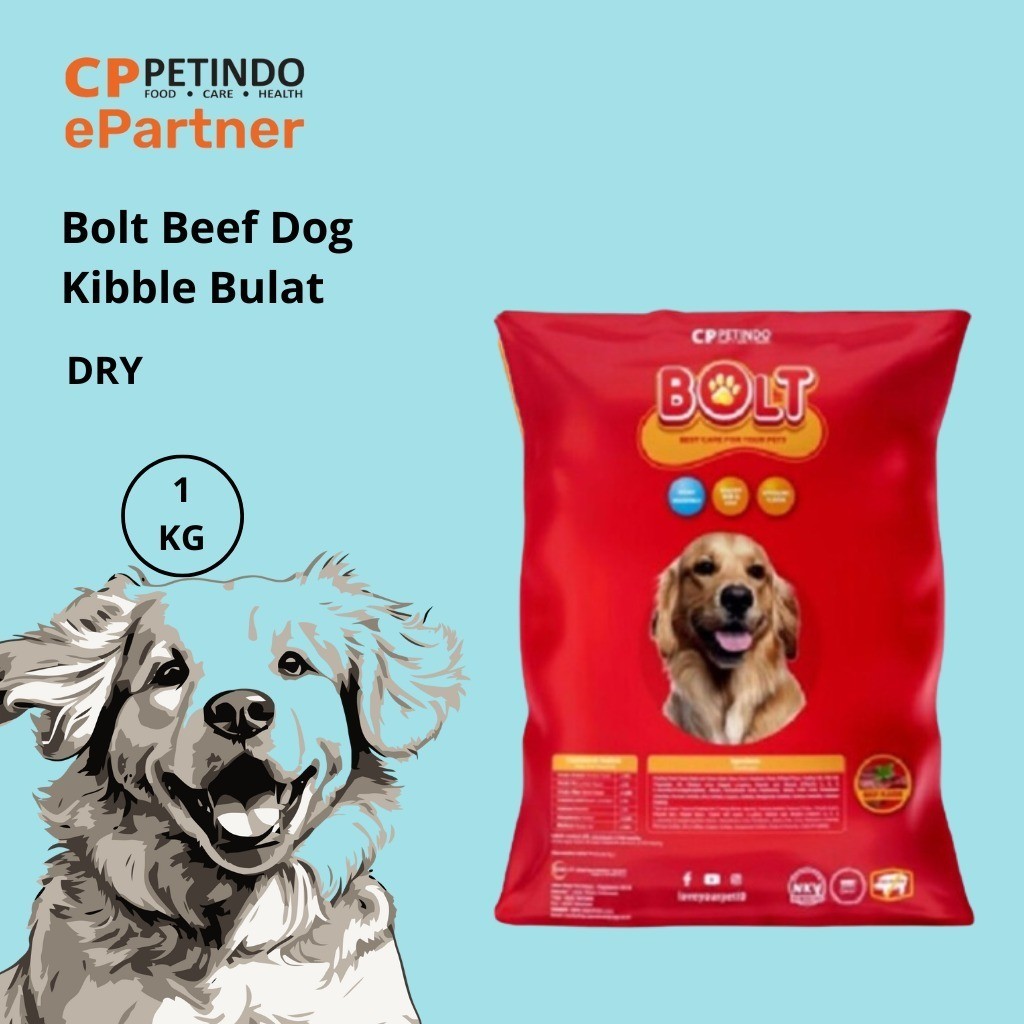 makanan Anjing Bolt Beef KIBBEL BULAT  Bolt Dog BENTUK BULAT