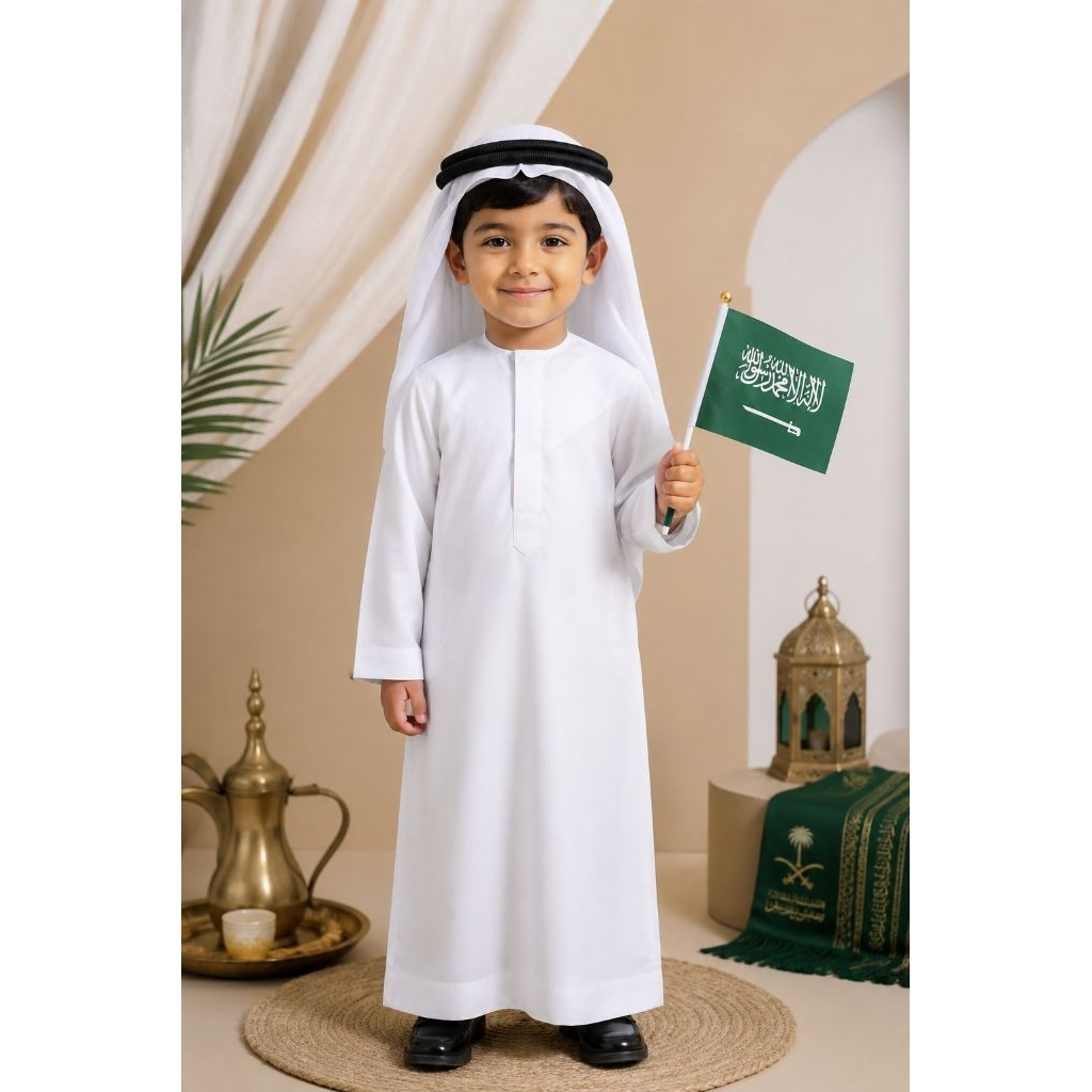 Baju Internasional Arab Saudi/Baju Internasional Day/Baju Saudi/Jubah Arab/Jubah Free Surban
