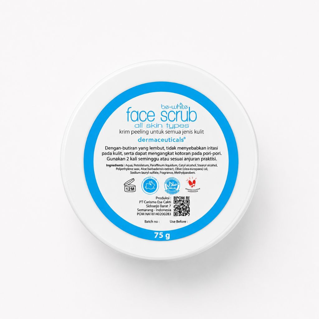 Be-White Face Scrub (75g) - Krim Peeling Dokter untuk Semua Jenis Kulit
