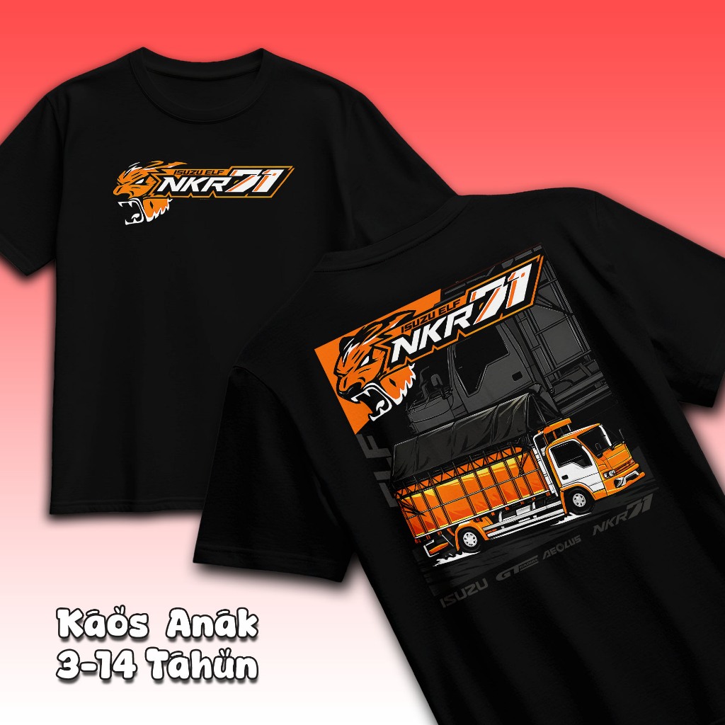 KAOS ANAK TRUK ISUZU ELF NKR71 UMUR 3-14 TAHUN | BAJU ANAK TRUK ELF KATUN COMBED TEBAL BISA COD