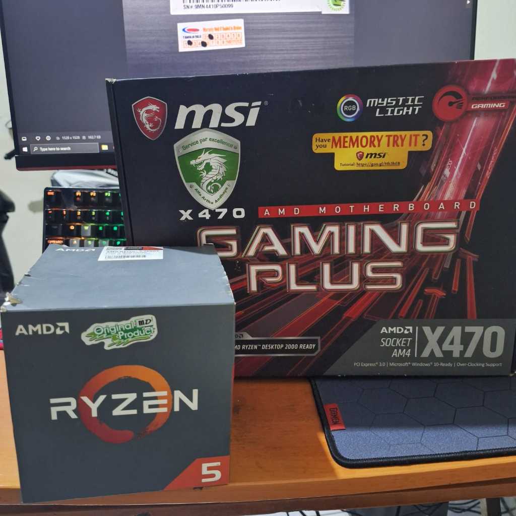 Paketan Processor AMD Ryzen 5 2600X Box Motherboard MSI X470 Gaming Plus
