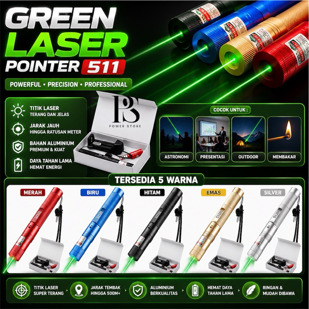 ORIGINAL GREEN LASER POINTER PREMIUM 511