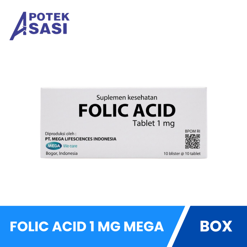 Asam Folat 1 Mg Mega Box Isi 100 Tablet - Mencegah Kekurangan Asam Folat