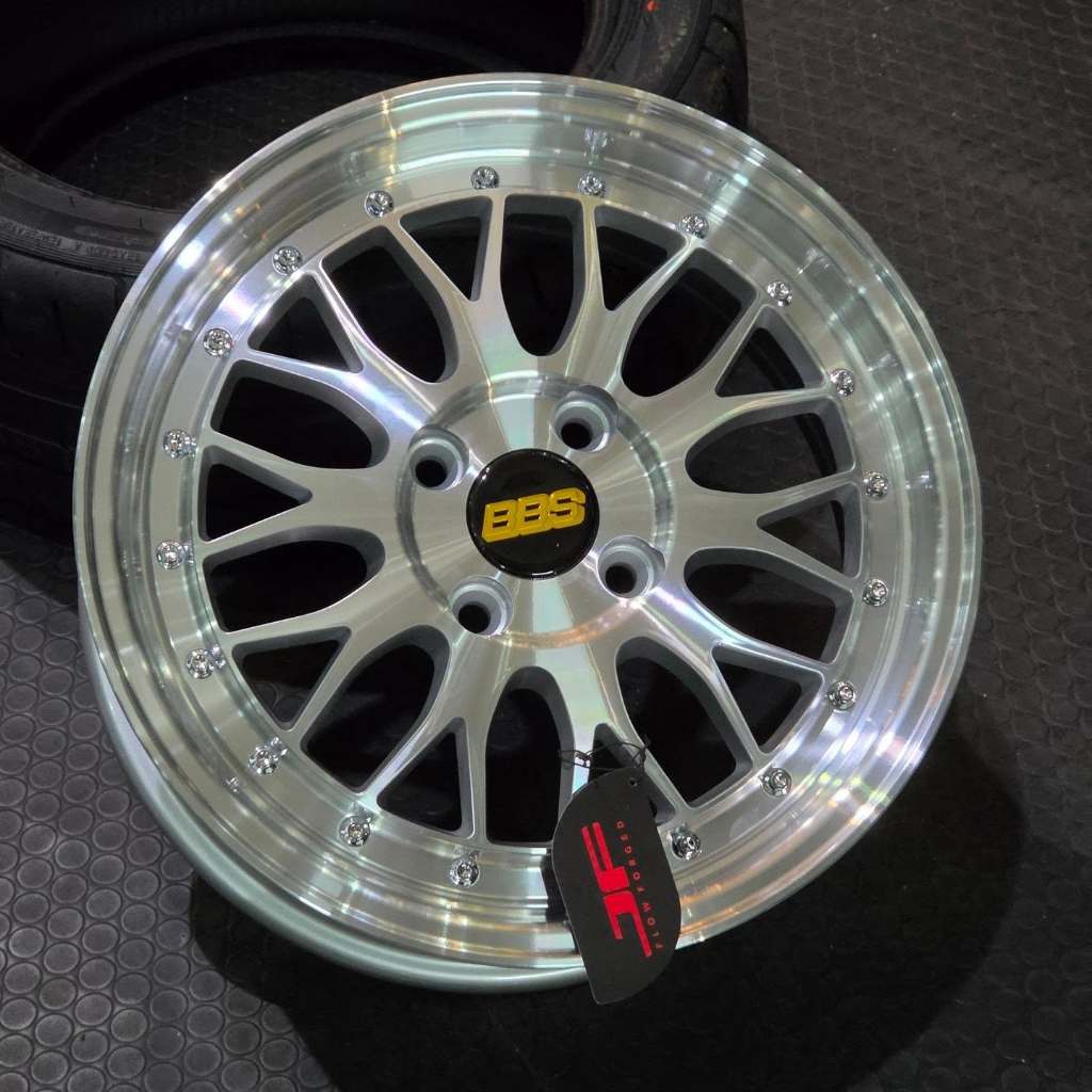 Velg Rep.BBS LM Buat Mobil Ring 15 Lebar 65 ET 42 PCD 4x100 Pelek Bahan Alloy Full Polish R15