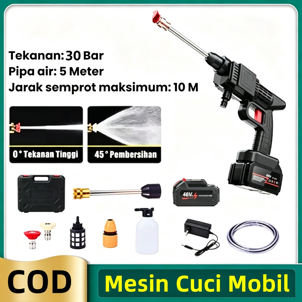 Mesin Cuci Mobil 48V Cordless High Pressure Jet Cleaner Alat Cuci Motor AC Rumah Taman COD