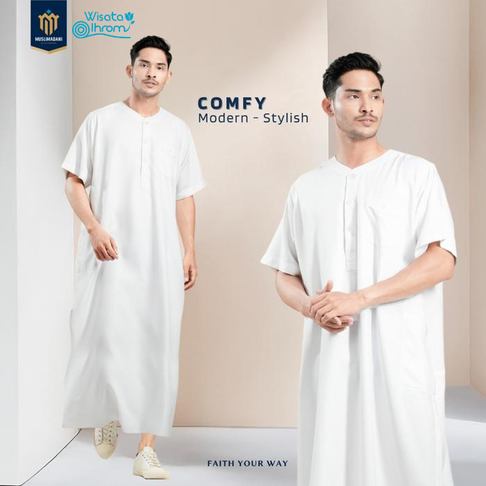 Muslimadani Jubah Dewasa SYAFIQ Gamis Pria Lengan Pendek