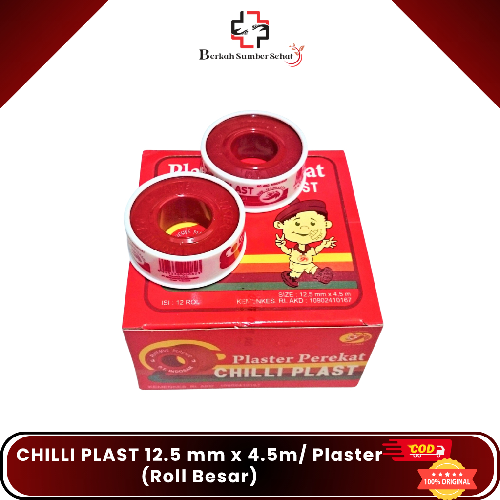 CHILLI PLAST 12.5 mm x 4.5m/ Plaster (Roll Besar)/ Plester Gulung Kain Luka  P3k