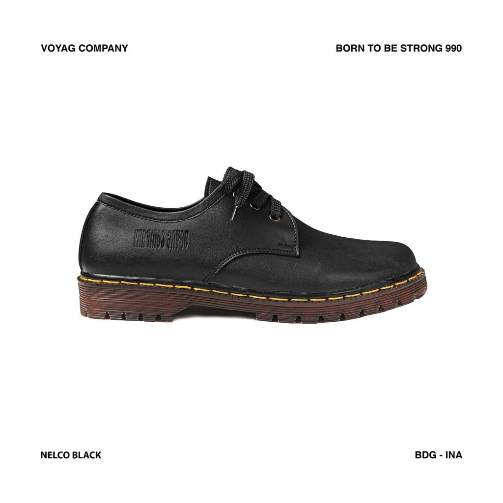 VoyagCompany | Sepatu Formal 3Hole Nelco, Black | Boots Formal kulit