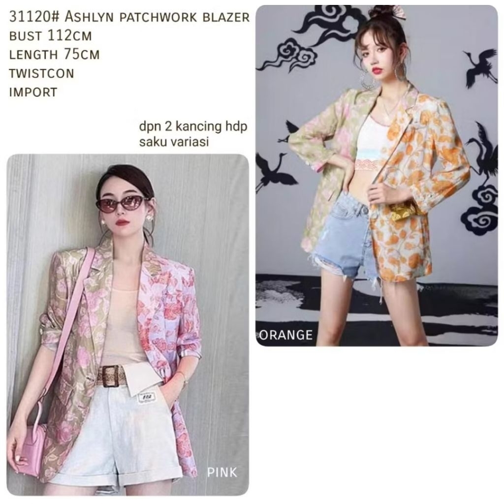 { VIRAL } 31120# ashlyn patchwork blazer 3M$ three M fashion pakaian wanita