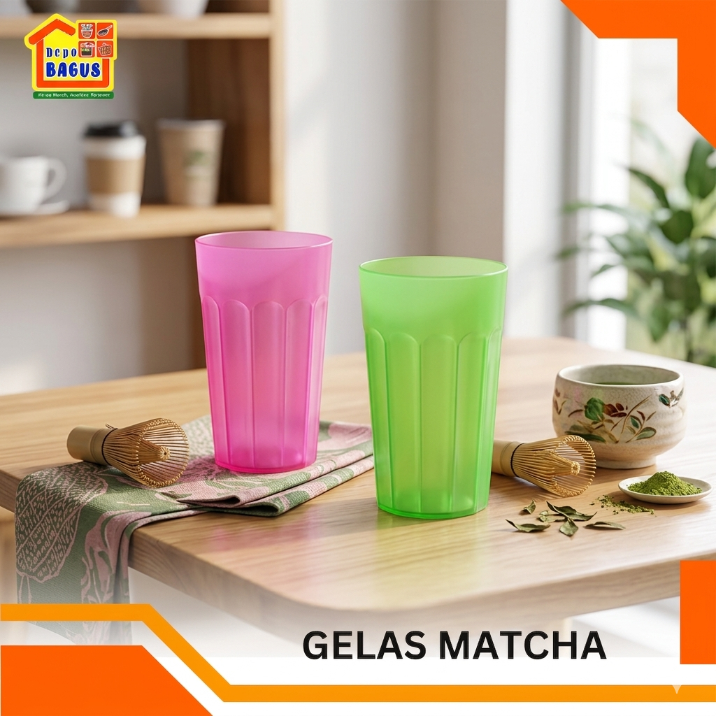 Gelas Matcha Plastik Anti Pecah Bening / Gelas Tinggi Plastik / Bahan Tebal