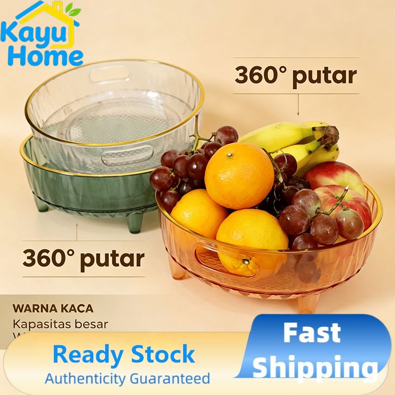 Kayu Home- 360° Rak Rotating Rak Kosmetik Aesthetic Tempat Make Up Skincare Cosmetic Nampan Wadah Pu