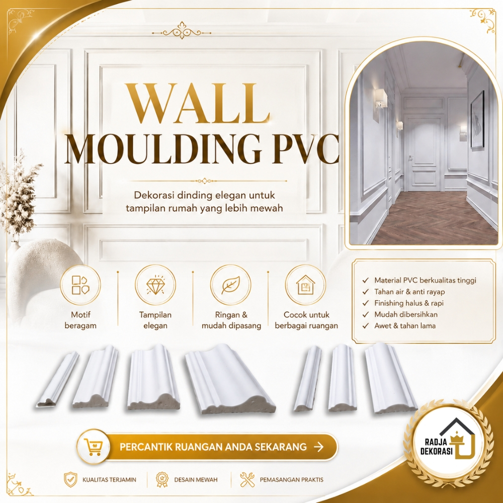 List Wall Moulding Bahan PVC Lis Border Wall Moulding PVC Dekorasi Hiasan Dinding Anti Air Anti Raya