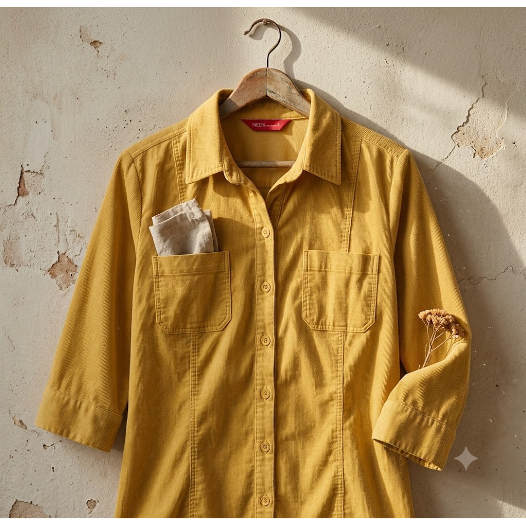 Kemeja Mustard Red Up Matahari – Atasan Kerja Wanita LD 100