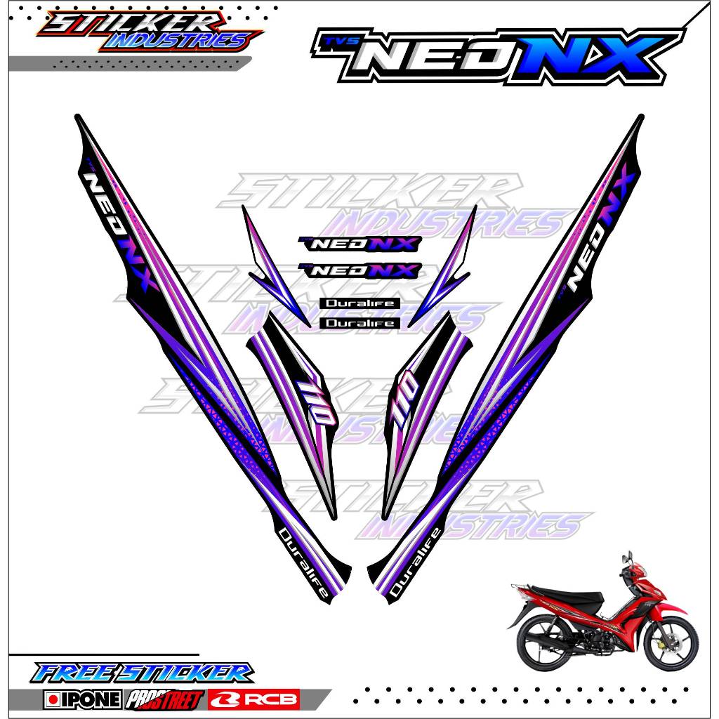 STRIPING VARIASI TVS NEO NX 110 / STICKER LIST VARIASI MOTOR  TVS NEO NX 110