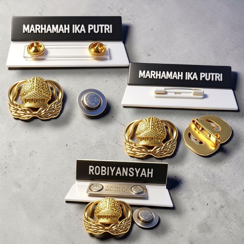 Name Tag / Papan Nama / Nama dada + Pin Korpri ASN/PNS