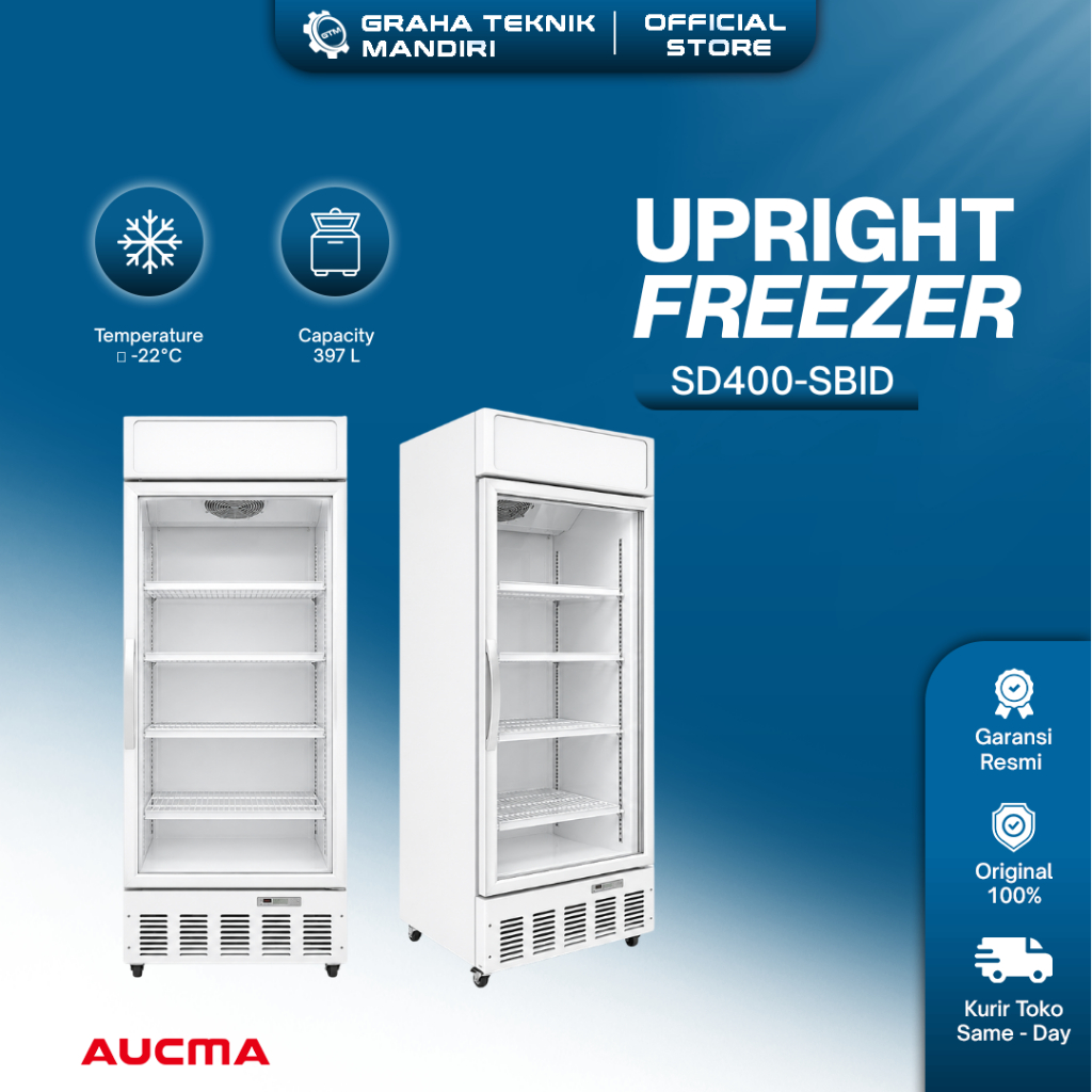 Aucma Upright Freezer Glass Door SD400-SBID