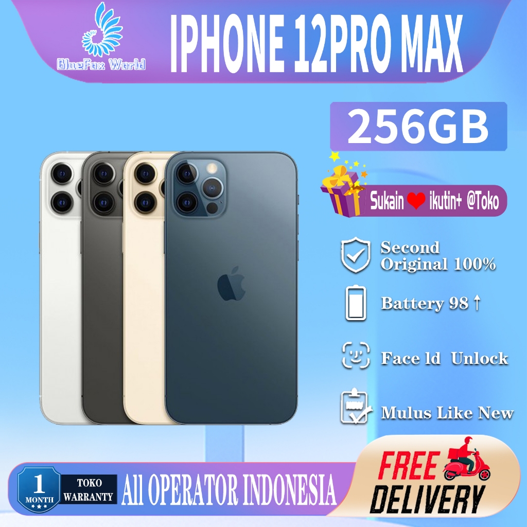 iPhone 12 Pro Max 256GB SECOND ORIGINAL100% INTER 6.7"OLED-Ori MULUS LikeNew Phone 3UTOOLS ALL GREEN
