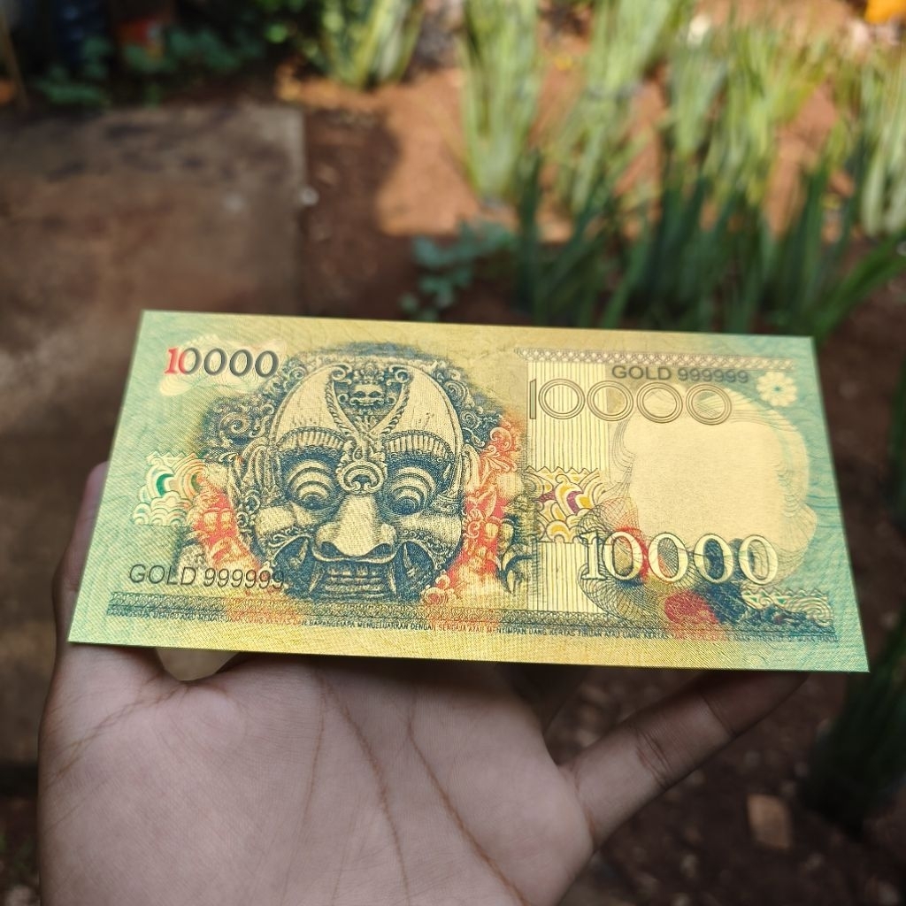Sovenir Uang Rp10000 Barong Gold Foil Premium