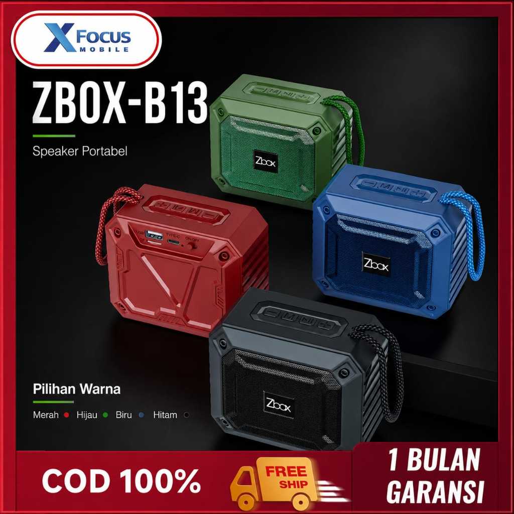 Speaker Musik Box Bluetooth Zbox-B13 7W Kotak Full Bass Termurah Full Audio/Zbox Sudah Izin Postel