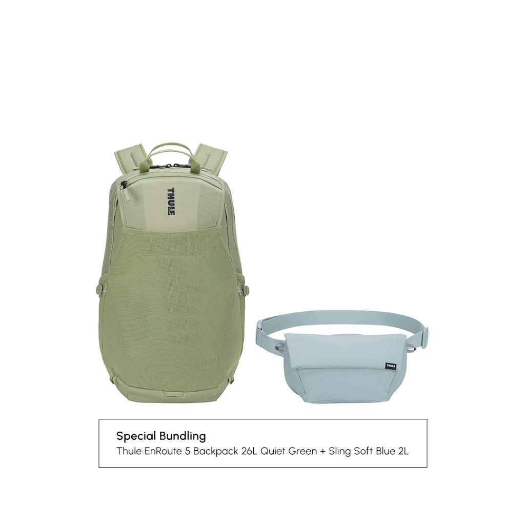 Bundling Thule Enroute 5 26 L Quiet Green + Thule Enroute 5 2L Sling Soft Blue