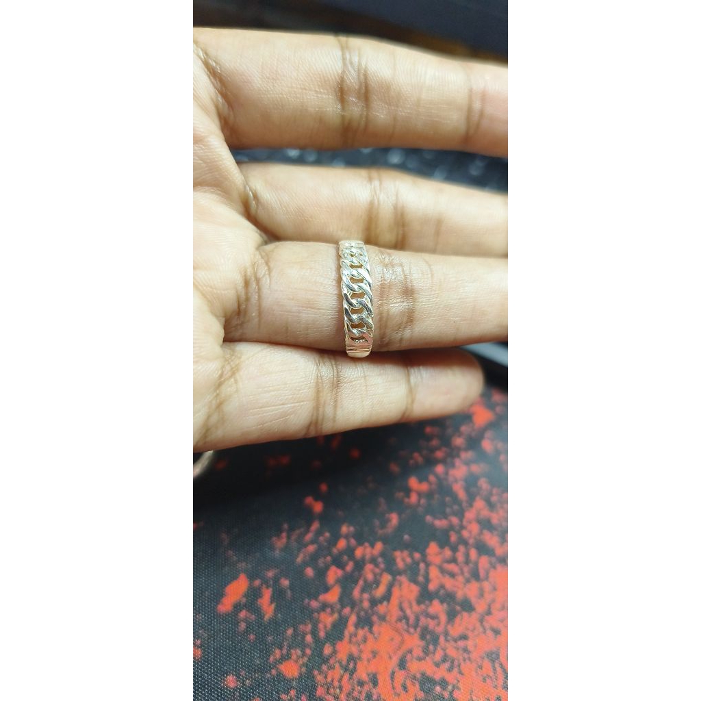 cincin rantai kecil lapis perak