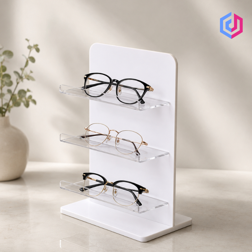 Acrylic Display Kacamata 3 Tingkat Rak Pajangan Optik Minimalis