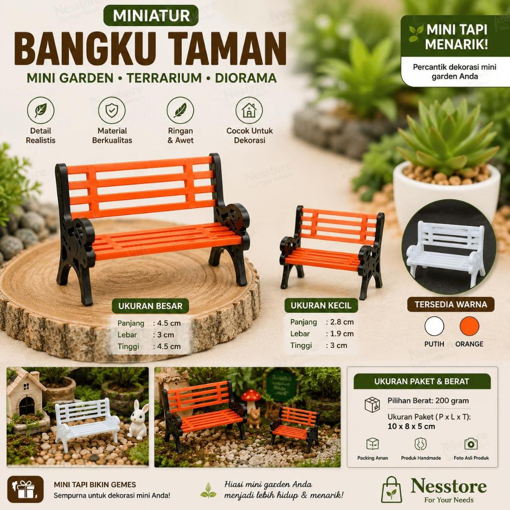 Miniatur Bangku Taman Miniatur Kursi Taman Miniatur Diorama Topper Kursi Mini
