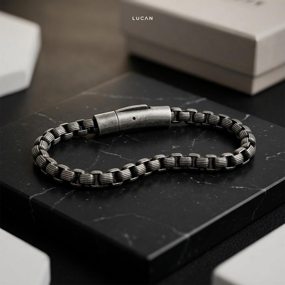 LUCAN - Gelang Lucan Takeo Gelang Hitam Pria Gelang Stainless Steel Gelang Premium Gelang Cowok Pria