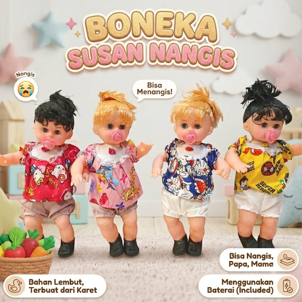Boneka Susan Nangis Bisa Ngomong Bicara & Tertawa Besar Cantik