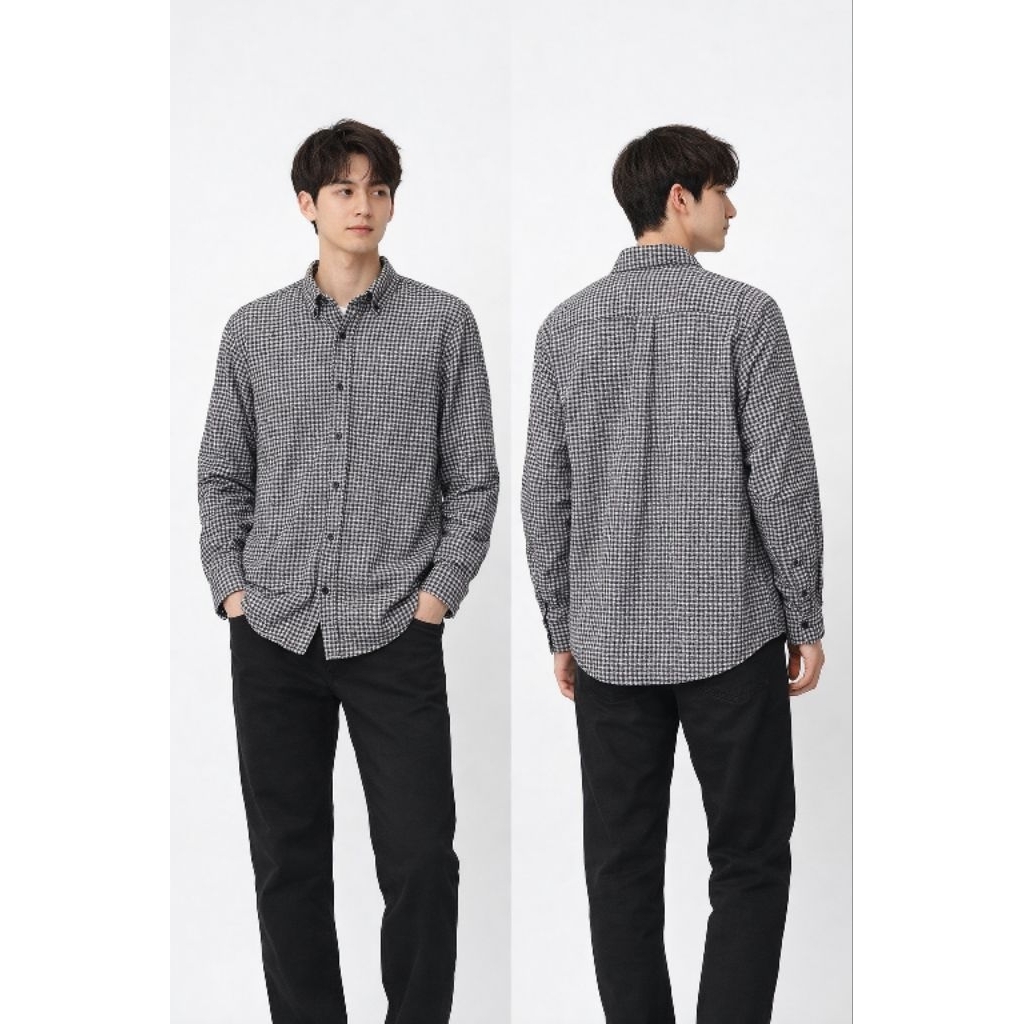 UNIQLO KEMEJA FLANNEL 09 BLACK SHIRT BARU ASLI ORIGINAL