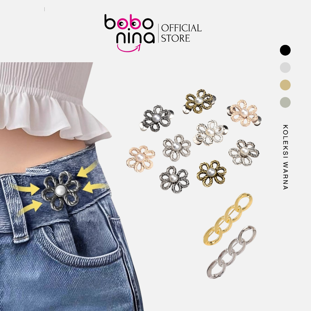 Ninabobo RM005 Pengait Celana Kebesaran Kancing Tusuk Logam Pengecil Jeans Longgar Pinggang