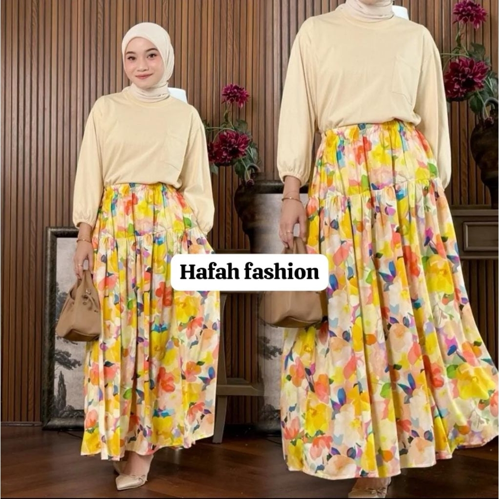 Rok floral motif bunga  Rok Bunga Motif Bunga dengan Bahan Katun Rayon Premium