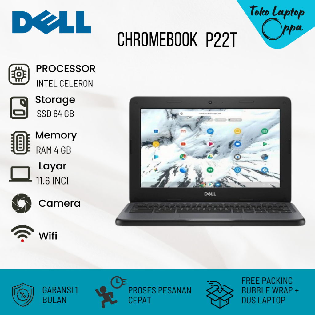 laptop chromebook dell P722T  intel celeron