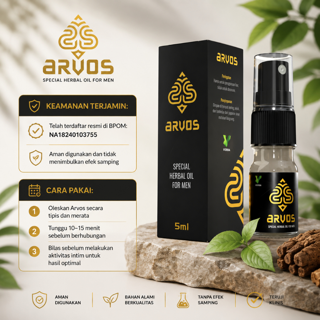 Arvos Spray Pria (BPOM) - Tahan Lama Tanpa Efek Kebas