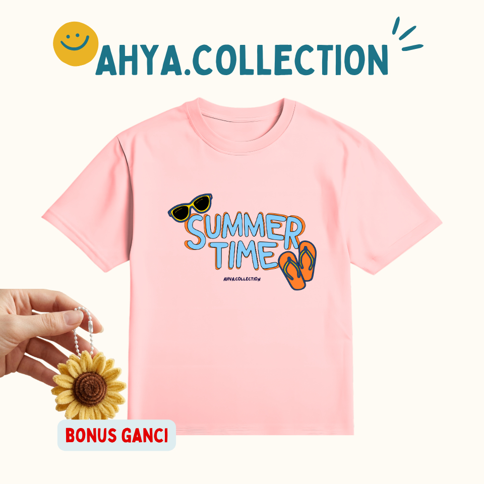 Baju Kaos Anak Perempuan Cewek Lengan Pendek Karakter Summer Time Casual T-Shirt Ahya Collection + F