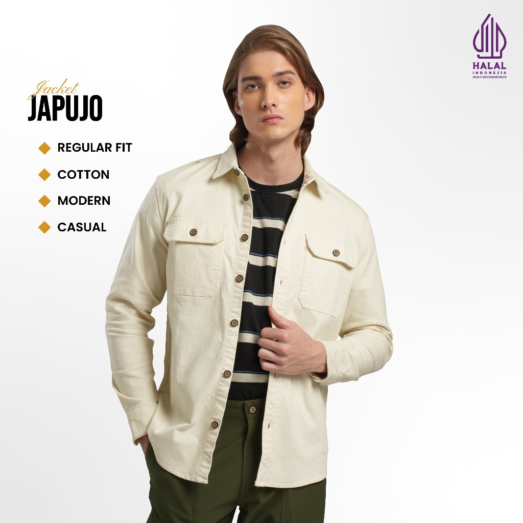 Emba Classic - Japujo Jaket Pria Casual Regular Fit Warna White