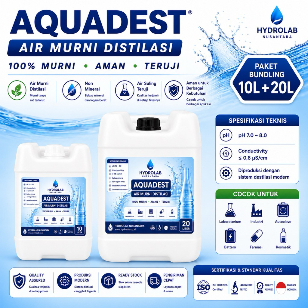 Aquadest (Paket Bundling) Aquadest 10 Liter + 20Liter Air Suling