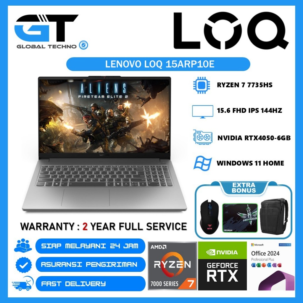 Lenovo LOQ Essential 15ARP10E AMD Ryzen 7 7735HS 32GB 1TB 15.6" RTX4050 WINDOWS11+M365+OH2024