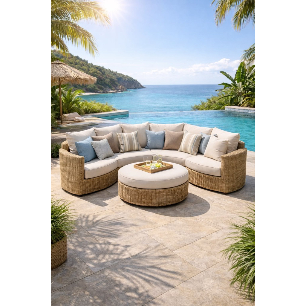 Sofa rotan outdoor lengkung terbaru sofa rotan sintetis unik