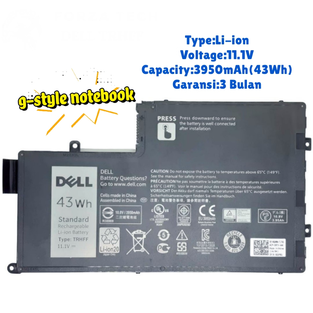 Baterai Laptop Dell TRHFF Original