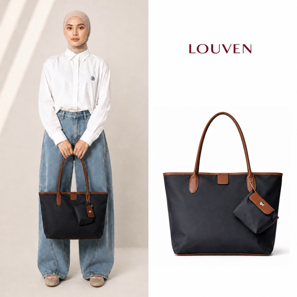 Tas Tote Wanita Louven Vella Bag Kerja Kuliah Muat Tablet 11 Inch