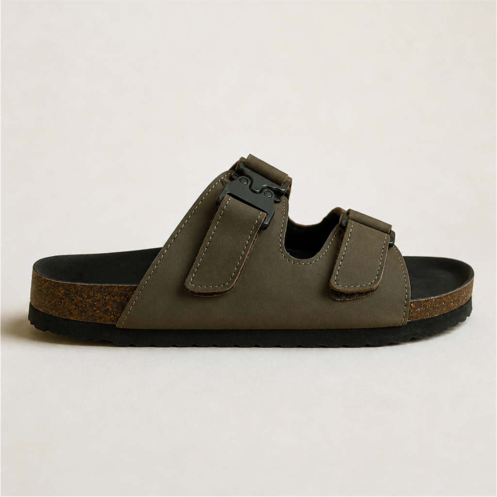 Jull Studio Agadir Cork - Olive Nubuck Leather | Sandal Selop Kulit Asli Nyaman Pria Original