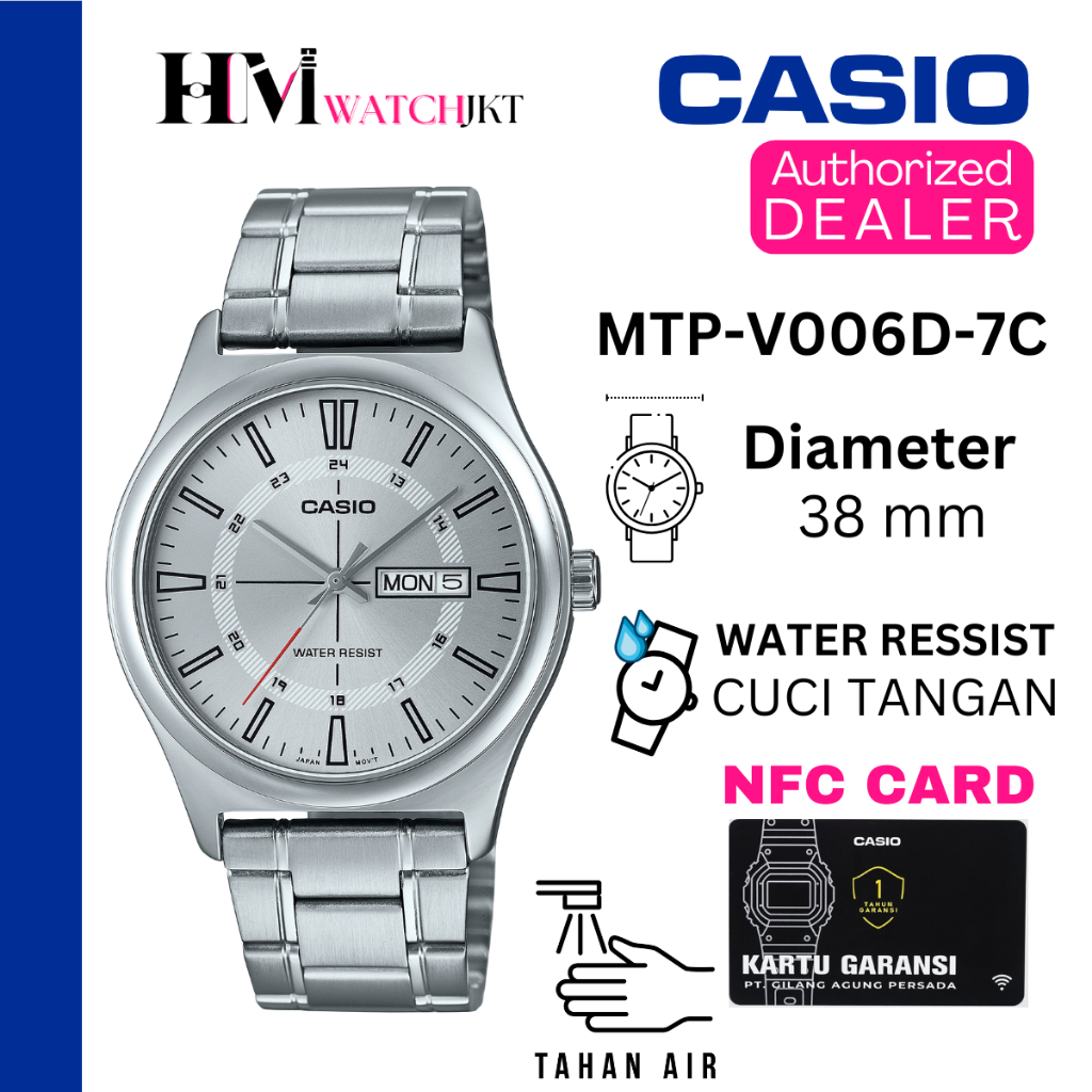 CASIO MTP-V006D-7CUDF Jam Tangan Pria Original Analog Rantai Antiair MTP-V006D-7C MTP-V006