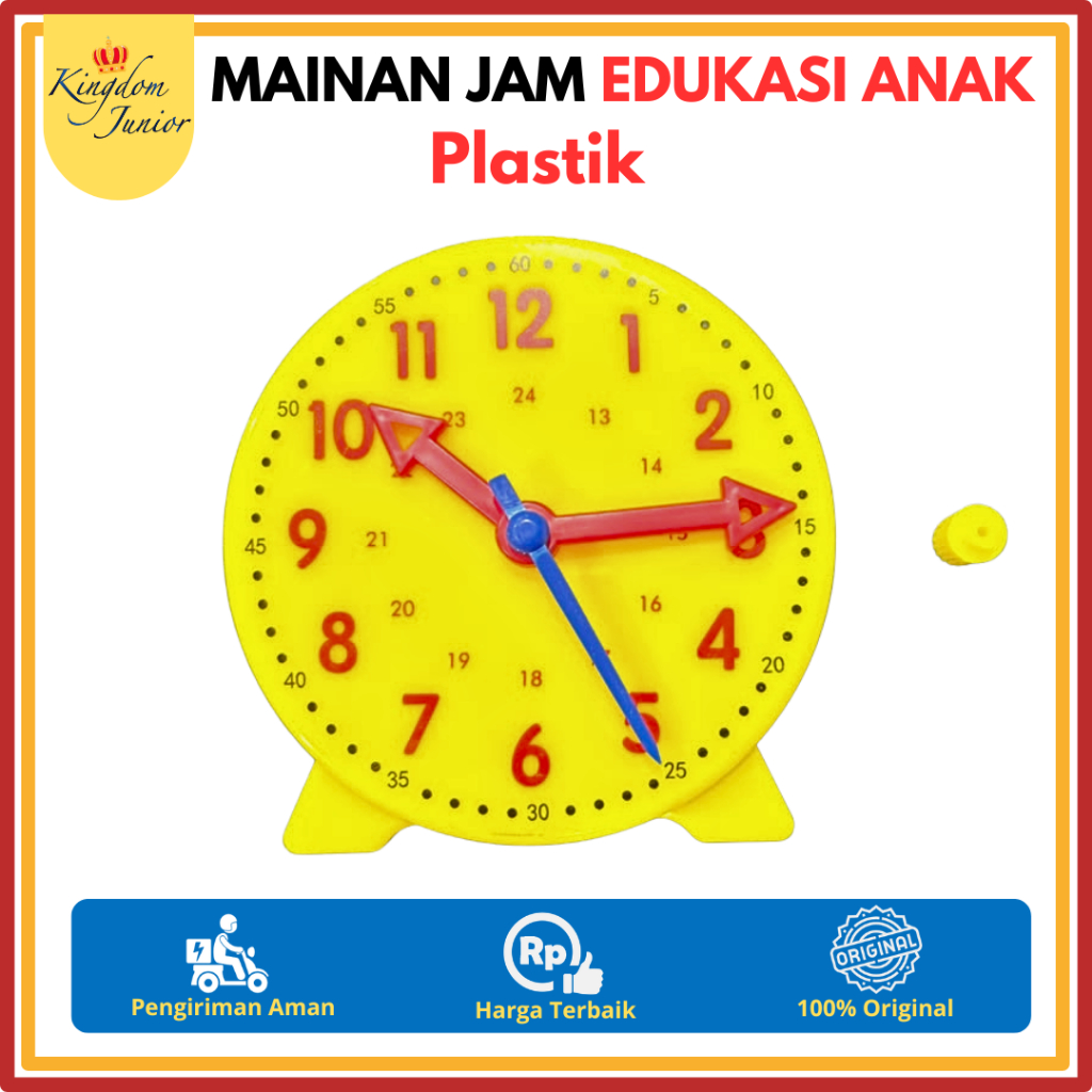 Mainan Jam Edukasi Anak Belajar Plastik | Mainan Montessori Gear Clock Jam Plastik Kuning Mini