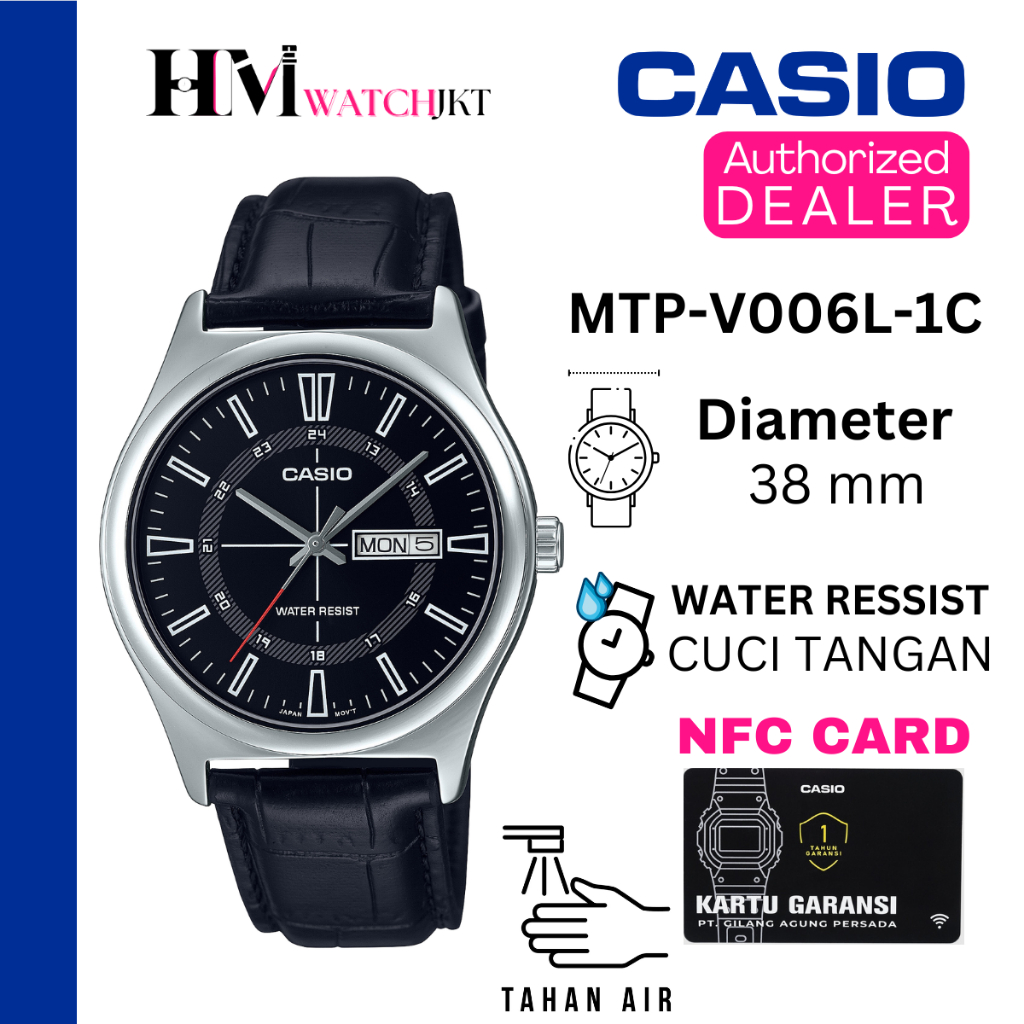 CASIO MTP-V006L-1CUDF Jam Tangan Pria Original Analog Kulit Antiair MTP-V006L-1C MTPV006