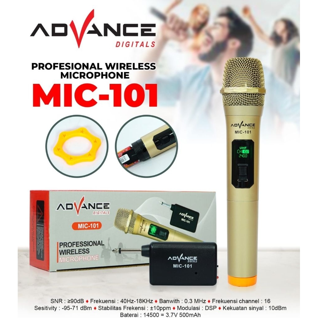 Microphone Wireless Advance MIC-101 Single Mic/Mic Tanpa Kabel Advance MIC101 ORIGINAL